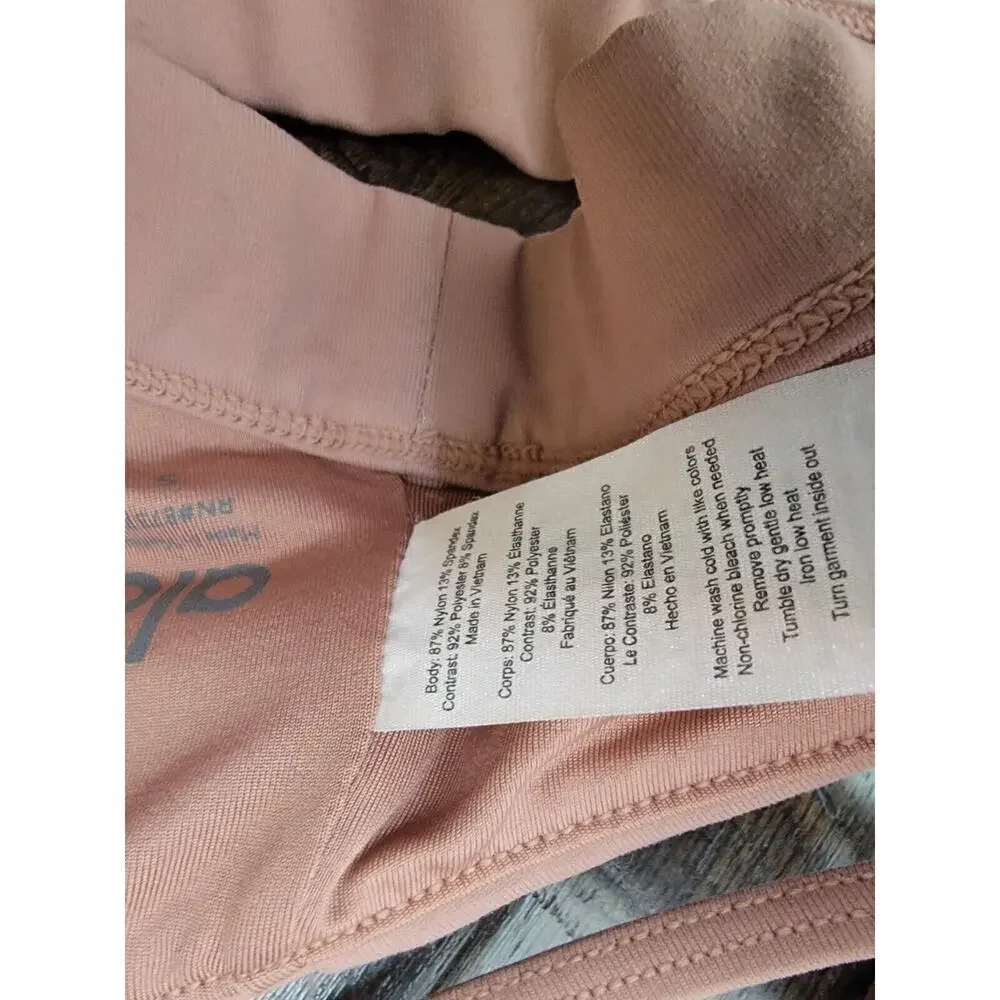 Alo Yoga Sport Bra Womens Small V Neck Cross Back Blush Pink Logo